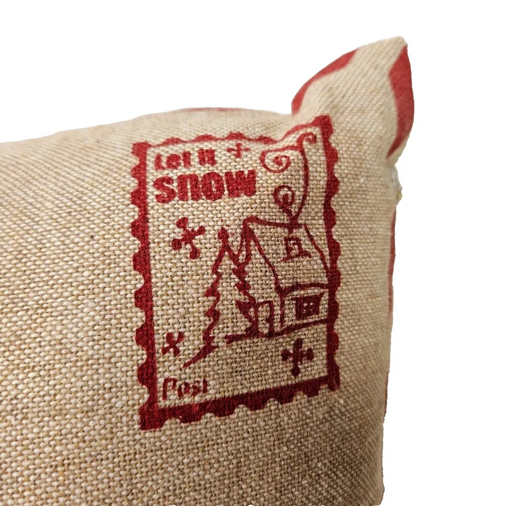 Merry‎ Christmas Decor Throw Pillow Red Truck Tree 18x12 Textured Zipper Closure